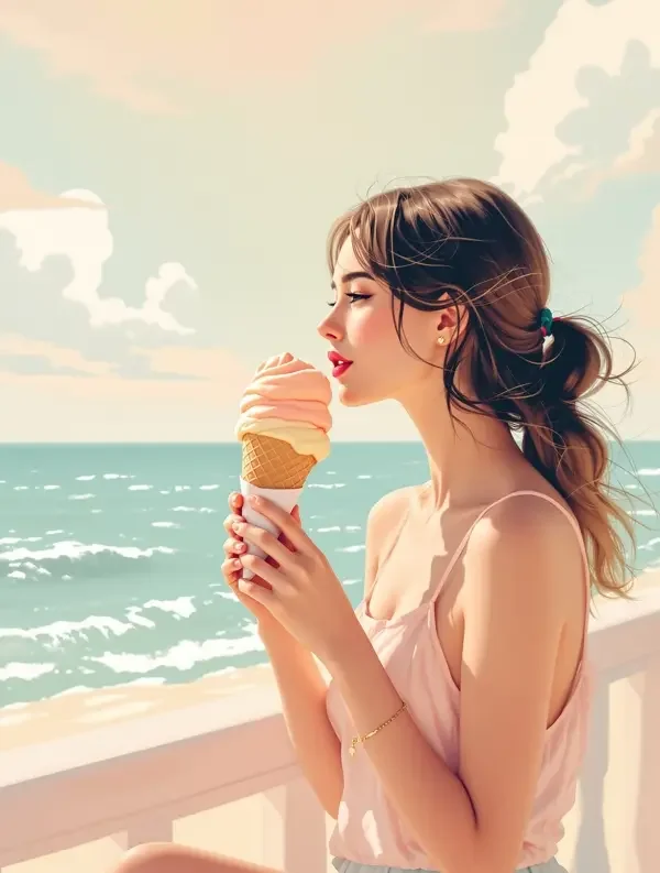 夏日冰淇淋之约 - 治愈蜜桃高清封面